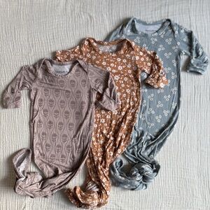 BRAVE LITTLE ONES Bundle of 3 Bamboo Knotted Gowns - 0-3mo